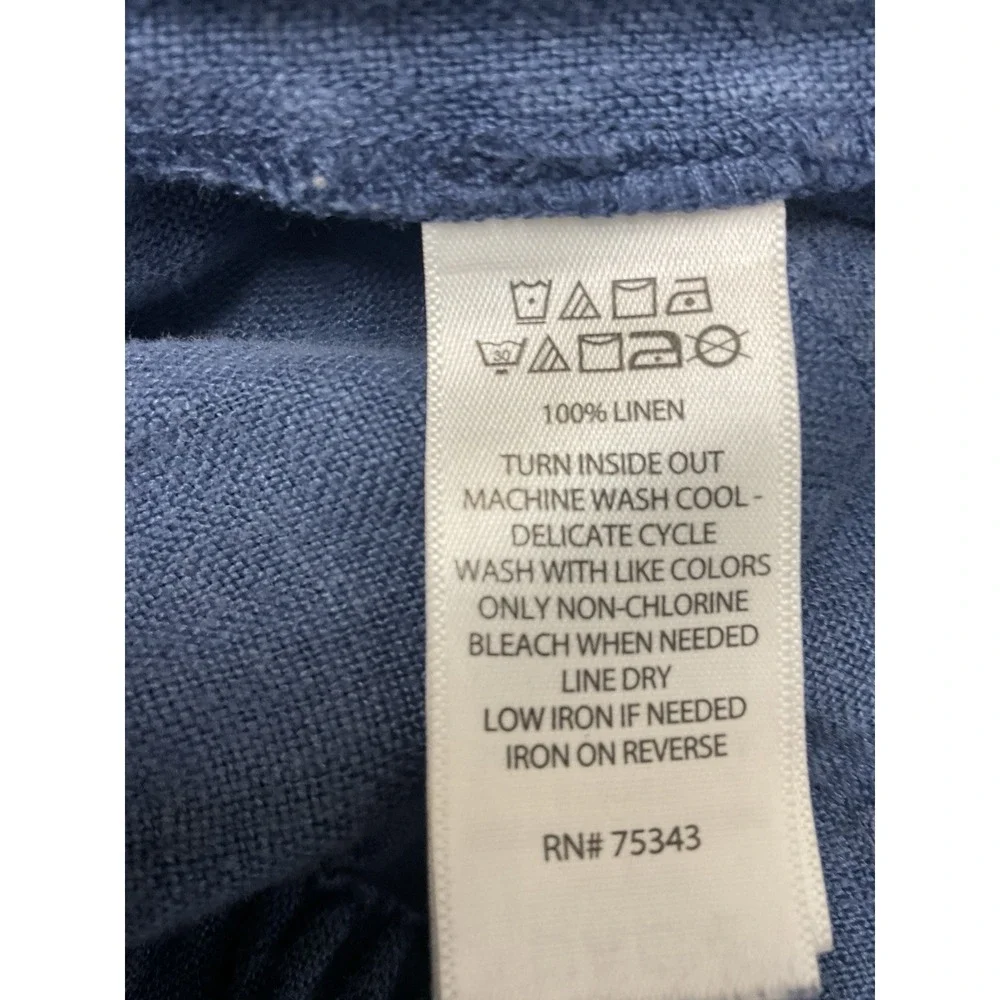 C&C California Cargo Pants Womens Large Blue‎ 100% Linen Pull On High